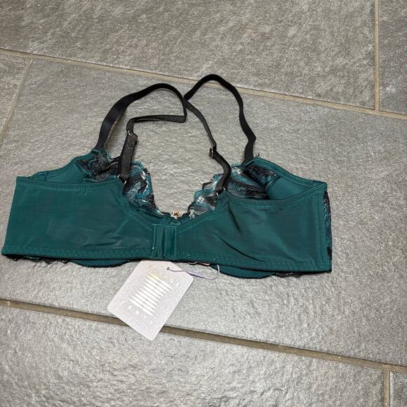 Savage X Fenty Shining Star Embroidered Half Cup Plunge Bra Wildflower Blue 36C - Picture 6 of 10